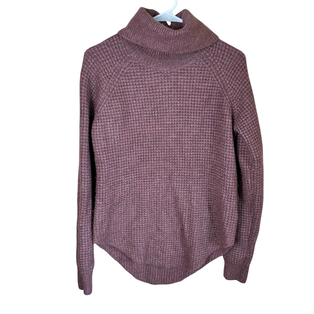KUHL Sienna Sweater Women Small Mauve Heathered Chunky Knit Cowl Turtleneck 4411